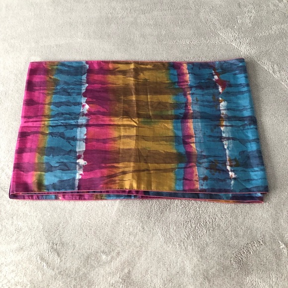 FUSHIA, TEAL, GOLD, PURPLE, WHITE SCARF - Picture 2 of 8